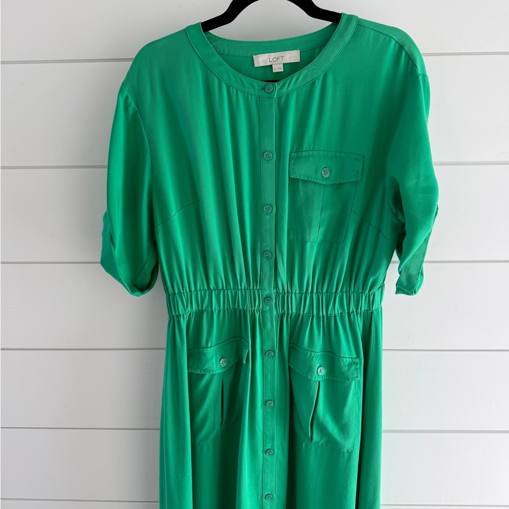 Loft Utility Midi Pocket Dress, Size 10 - Picture 3 of 10
